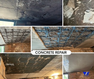 Flat 403 – Ceiling with heavy peeling paint and water damage